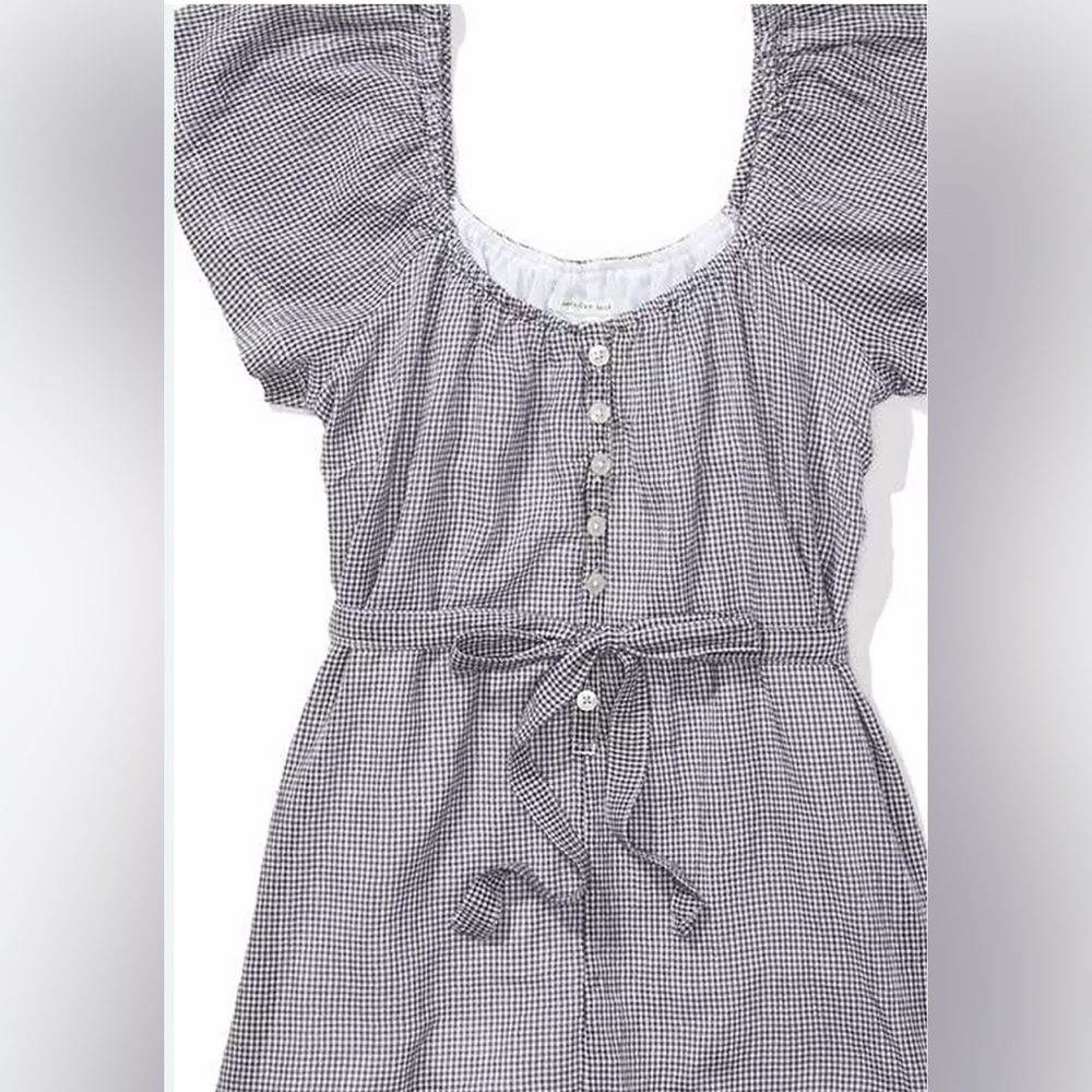 American Eagle Navy Gingham Babydoll Romper ~ Size Large ~ NWT - Picture 3 of 6